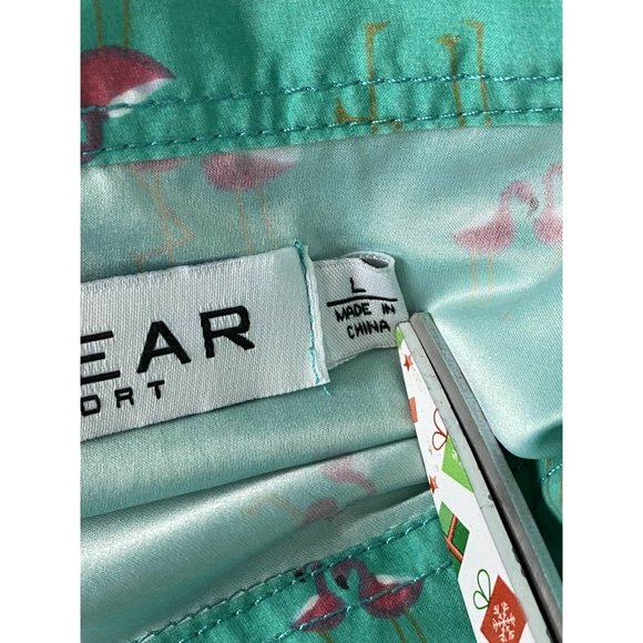 Ingear Resort Mens Shirt Size Large Green Pink Flamingo Short Sleeve Button Up - Picture 5 of 9